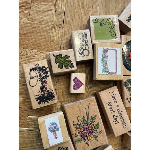 Collection Of Rubber Stamps Wood Mounted 4 Lbs #K184 Misc Designs - Picture 6 of 13